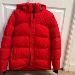 Aritzia Super puff Red Jacket with Hood